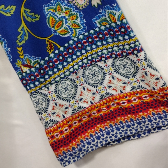 Valerie Stevens Floral Tunic Top Women's L Blue Artsy Boho Retro Y2K Cottagecore - Picture 3 of 8